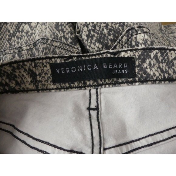 Veronica Beard 2 Jeans Crop Carolyn Snakeskin Print Baby Boot Cut Nude 26 - Picture 7 of 8